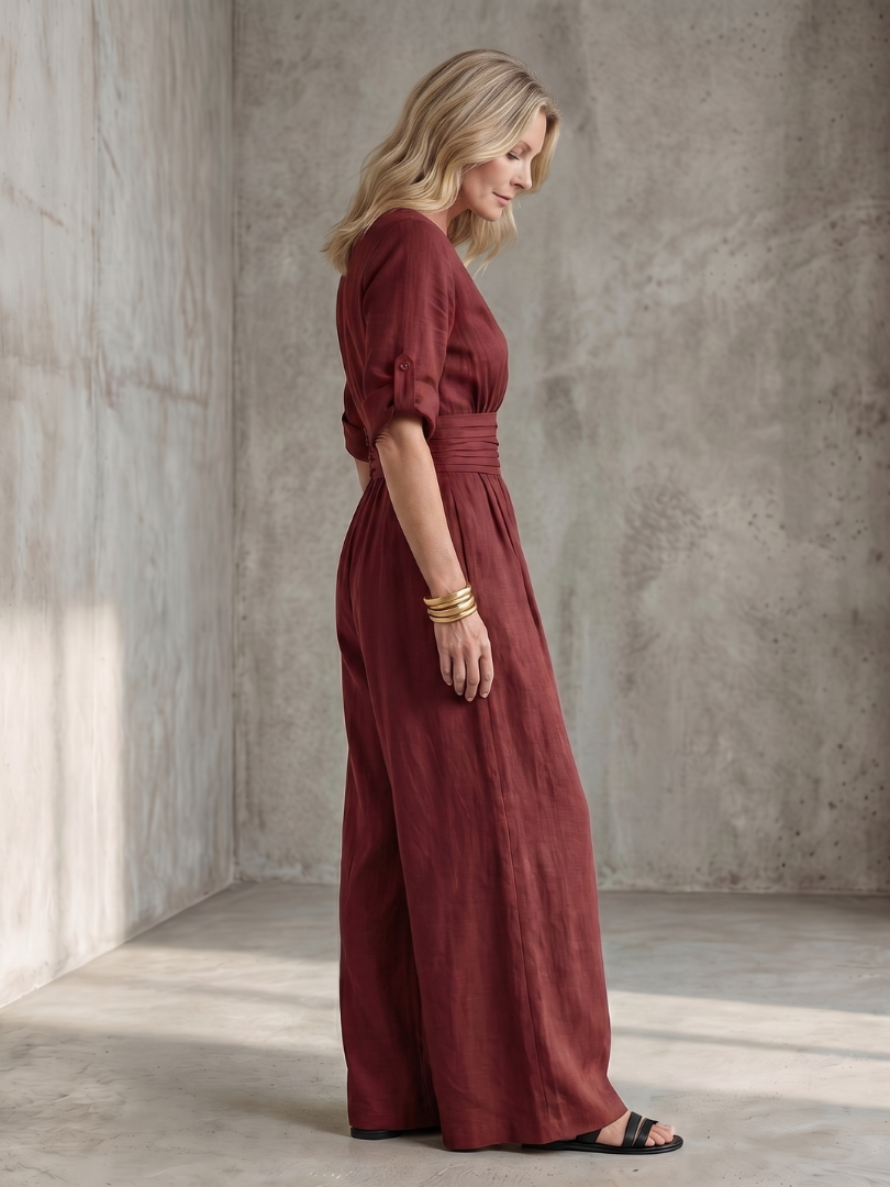 Combinaison croisée jambe large pour femmes