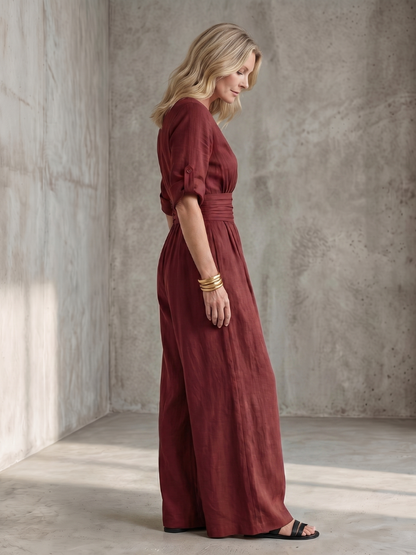 Combinaison croisée jambe large pour femmes