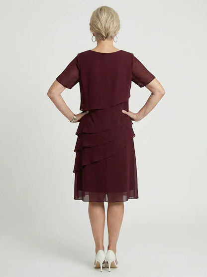 Robe À Superpositions Avec Col Rond Et Manches Courtes Pour Femme | Idéale Pour Toutes Les Saisons