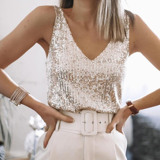 Haut à Sequins avec Ornements Intégraux pour Femme | Idéal pour les Soirées