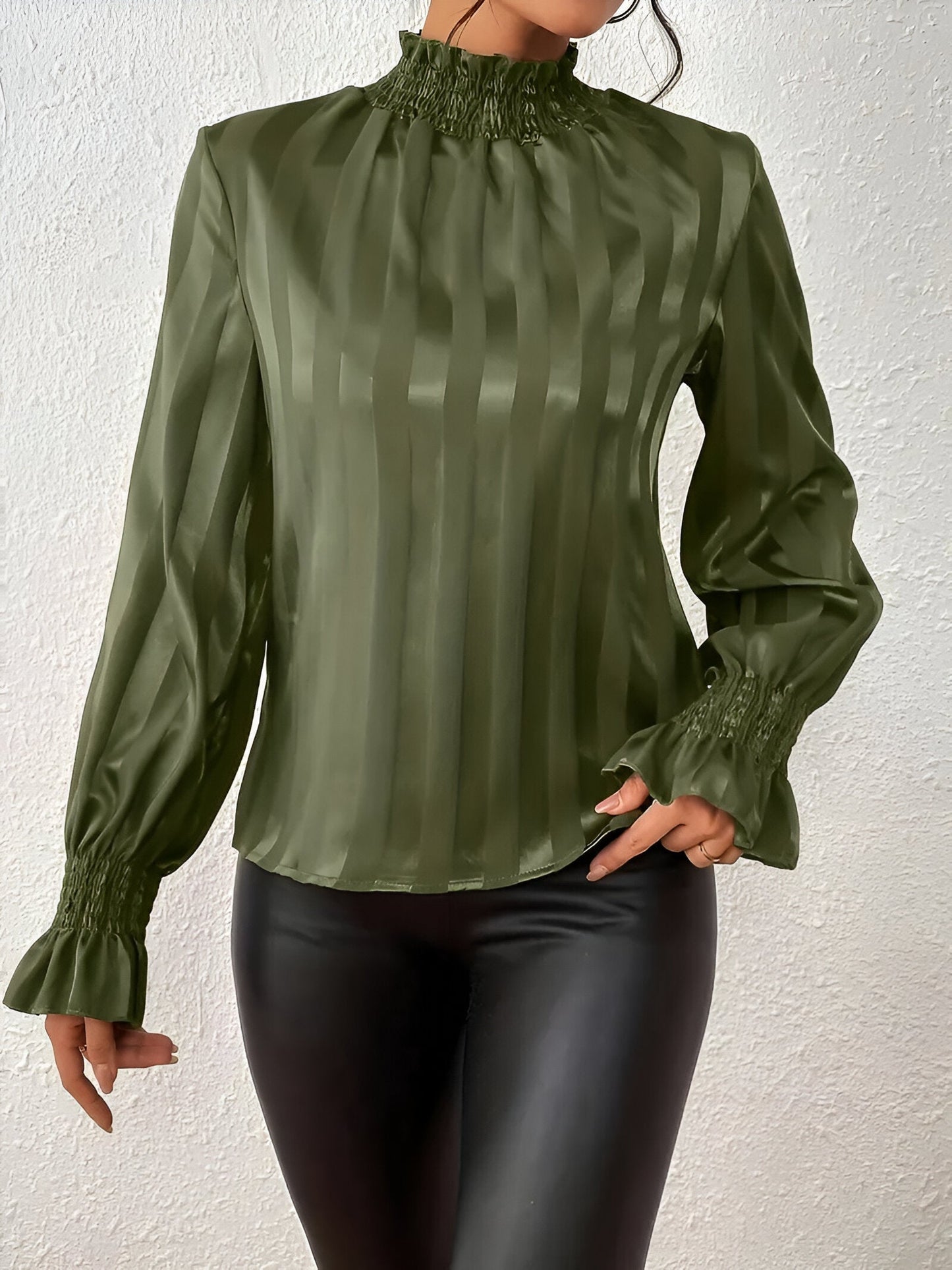 Blouse À Manches Longues Avec Design Plissé Pour Femme | Idéal Pour Les Occasions Quotidiennes Et Professionnelles