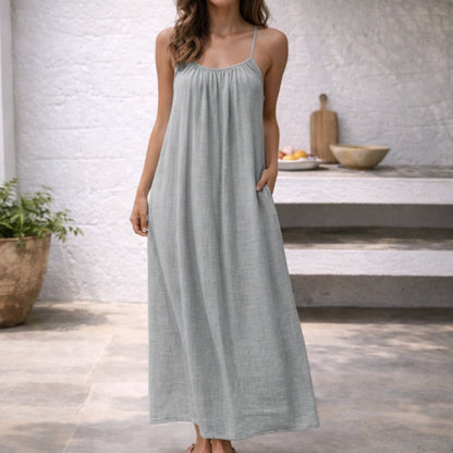 Robe Maxi Dos Nu à Bretelles Réglables pour Femme | Idéale pour les Journées Estivales et les Sorties Décontractées