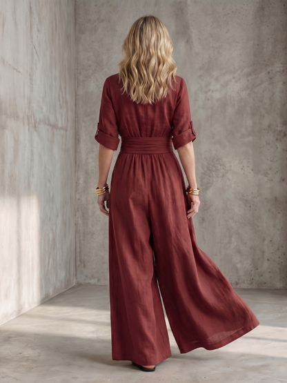 Combinaison croisée jambe large pour femmes