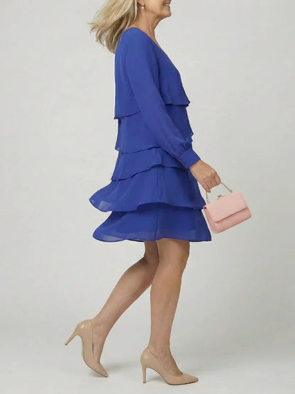 Robe midi à volants superposés pour femmes