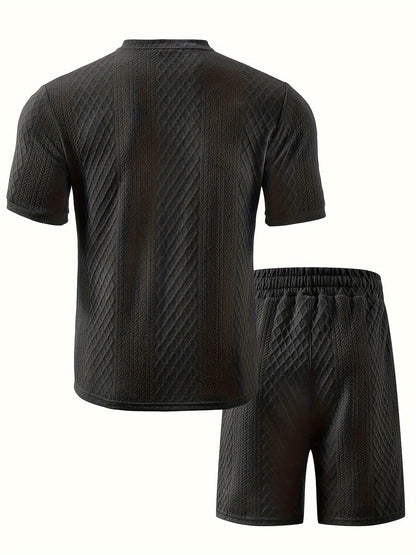 Ensemble Deux Pièces Texturé avec Col Mao pour Homme | Idéal pour Sorties Décontractées