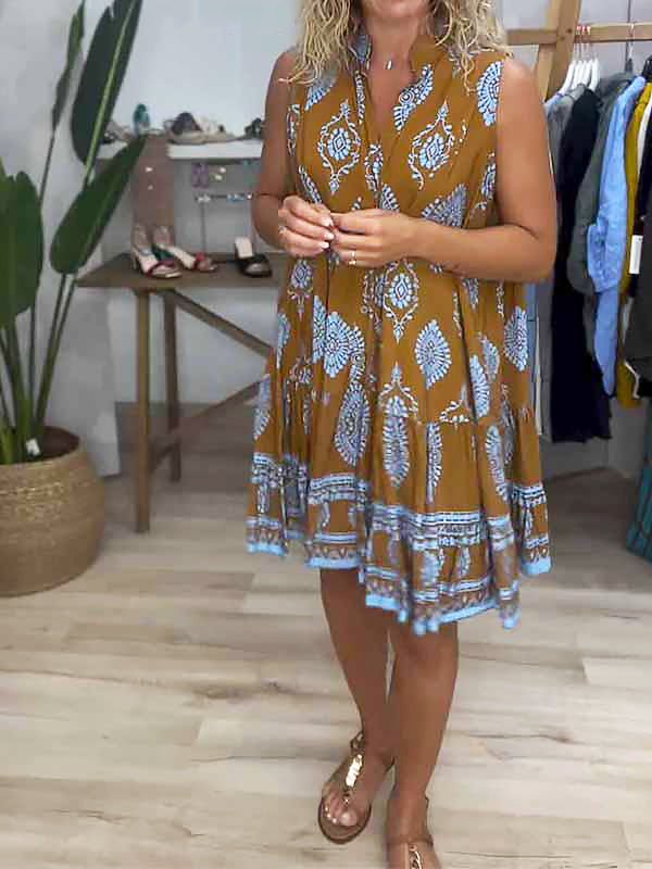 Robe Évasée À Col Halter Avec Motif Imprimé Pour Femme | Idéale Pour L'Été Et Les Sorties Décontractées