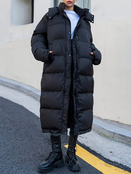 Doudoune Longue Matelassée avec Capuche et Coupe Ample pour Femme | Idéale par Temps Froid