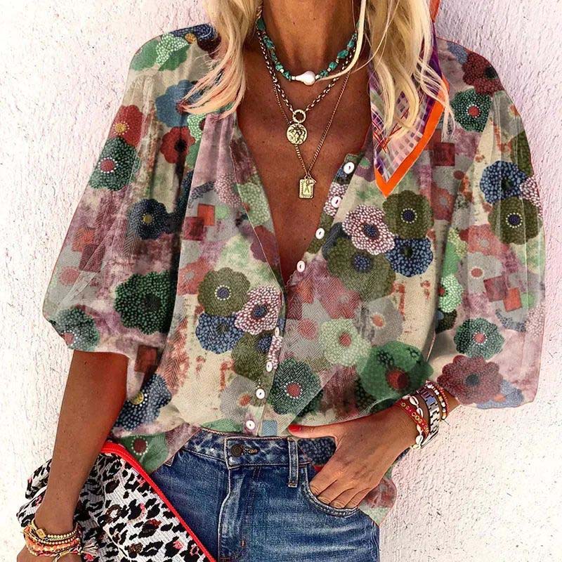 Blouse à Imprimé Fleuri avec Coupe Décontractée pour Femme | Idéale pour le Printemps et l'Été