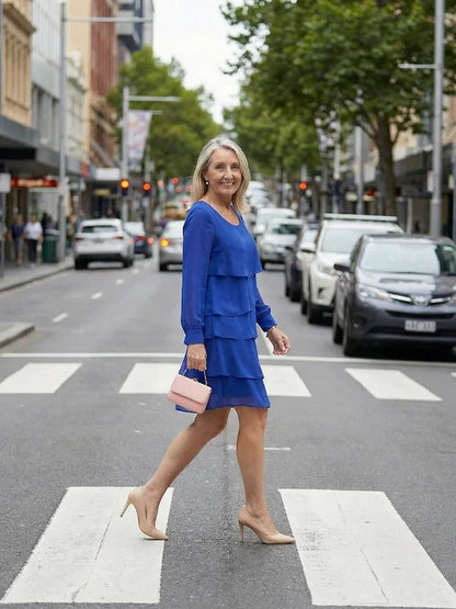 Robe midi à volants superposés pour femmes