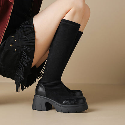 Bottes hautes à bout rapporté pour femmes