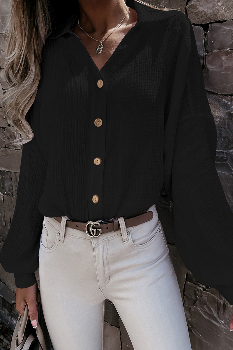Blouse avec Col Rabattu et Boutons pour Femme | Idéale pour Bureau et Sorties