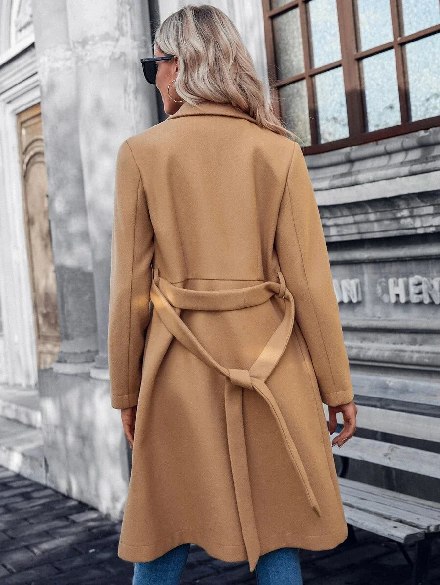 Manteau Femme Avec Ceinture À Nouer Et Revers Crantés | Idéal Pour L'automne Et L'hiver