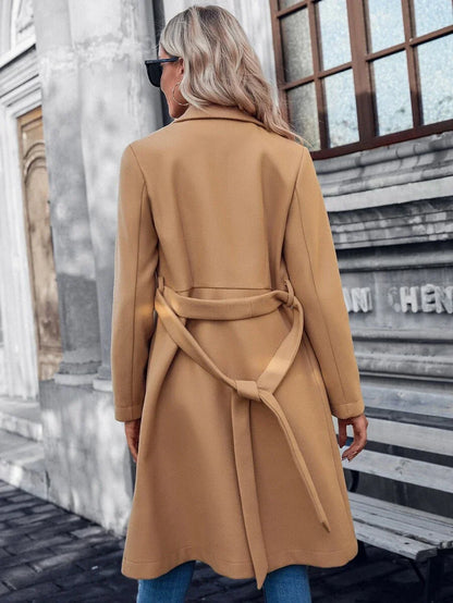 Manteau Femme Avec Ceinture À Nouer Et Revers Crantés | Idéal Pour L'automne Et L'hiver