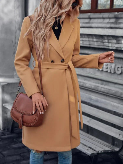 Manteau Femme Avec Ceinture À Nouer Et Revers Crantés | Idéal Pour L'automne Et L'hiver