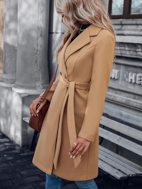 Manteau Femme Avec Ceinture À Nouer Et Revers Crantés | Idéal Pour L'automne Et L'hiver