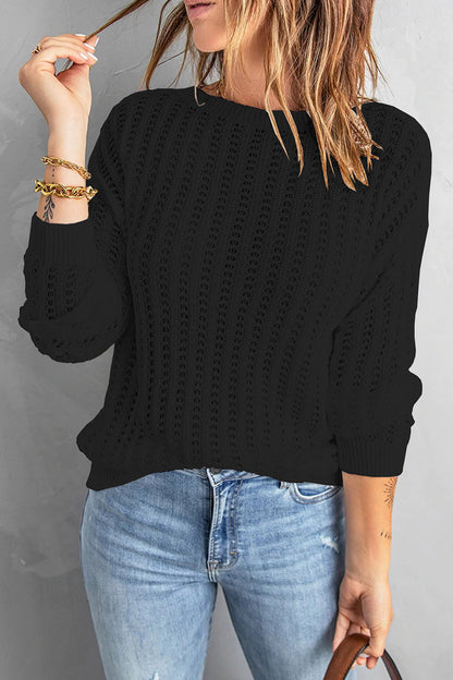 Pull À Manches Longues Avec Maille Ajourée Pour Femme | Idéal Pour Usage Quotidien