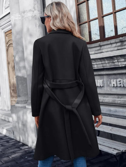 Manteau Femme Avec Ceinture À Nouer Et Revers Crantés | Idéal Pour L'automne Et L'hiver
