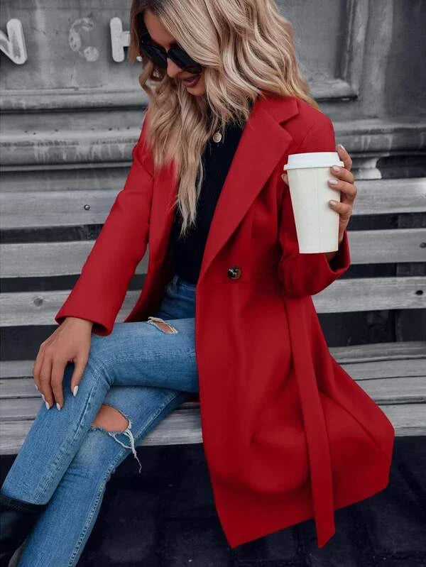 Manteau Femme Avec Ceinture À Nouer Et Revers Crantés | Idéal Pour L'automne Et L'hiver