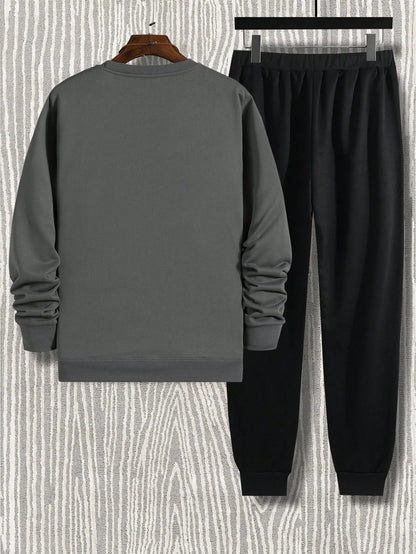 Ensemble 2 Pièces avec Hoodie À Imprimé Et Pantalon pour Homme | Idéal pour L’Automne Et L’Hiver