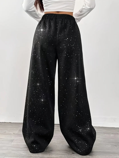 Pantalon Large Taille Haute pour Femme avec Imprimé Ciel Étoilé | Idéal pour le Quotidien et les Sorties