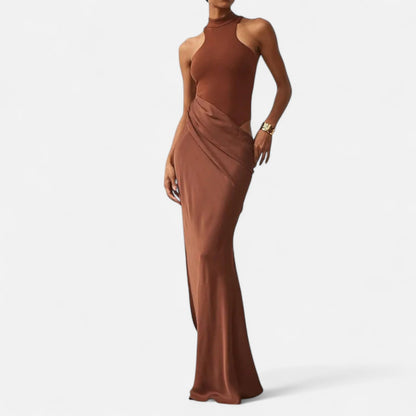 Robe Maxi Avec Col Montant Et Coupe Ajustée Pour Femme | Idéale Pour Les Occasions Formelles