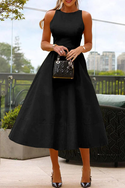 Robe Princesse sans Manches avec Encolure Ronde unie pour Fille | Idéale pour les Occasions spéciales