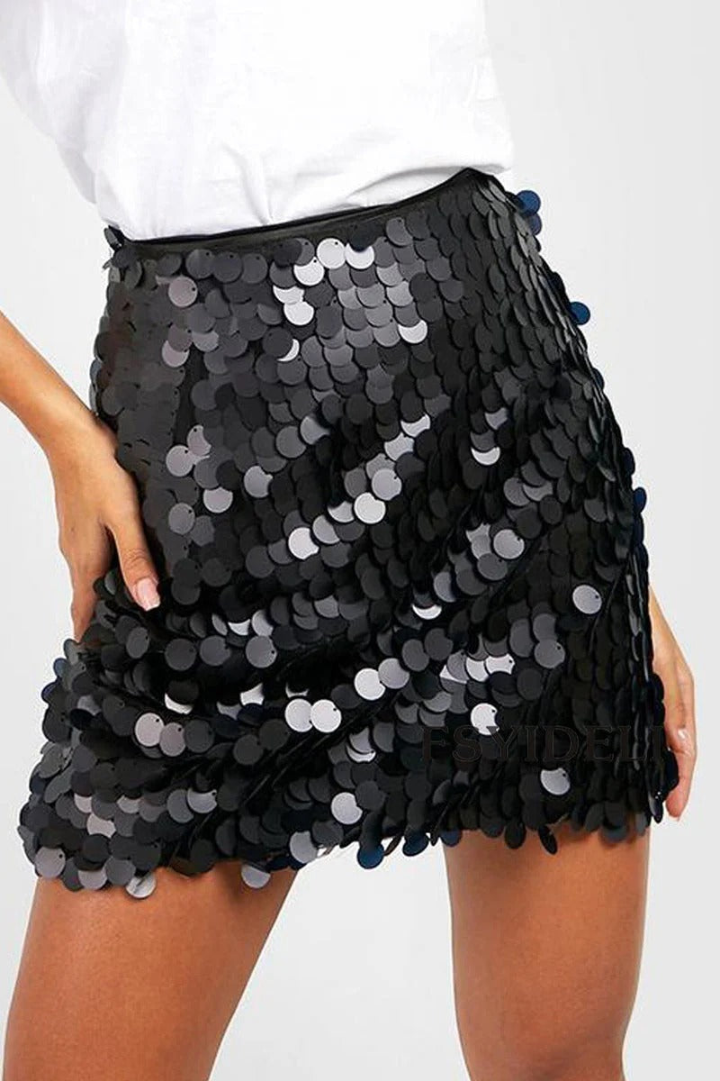 Jupe Unie à Sequins avec Coupe Régulière pour Femme | Idéale pour les Fêtes ou Les événements en Soirée