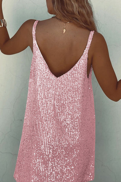 Robe Courte avec Finition Brillante et Encolure En V pour Femme | Idéale pour Les Soirées et Événements Festifs
