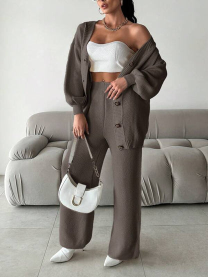 Ensemble Tricoté avec Col en V et Coupe Coordonnée pour Femme | Idéal pour Usage Quotidien