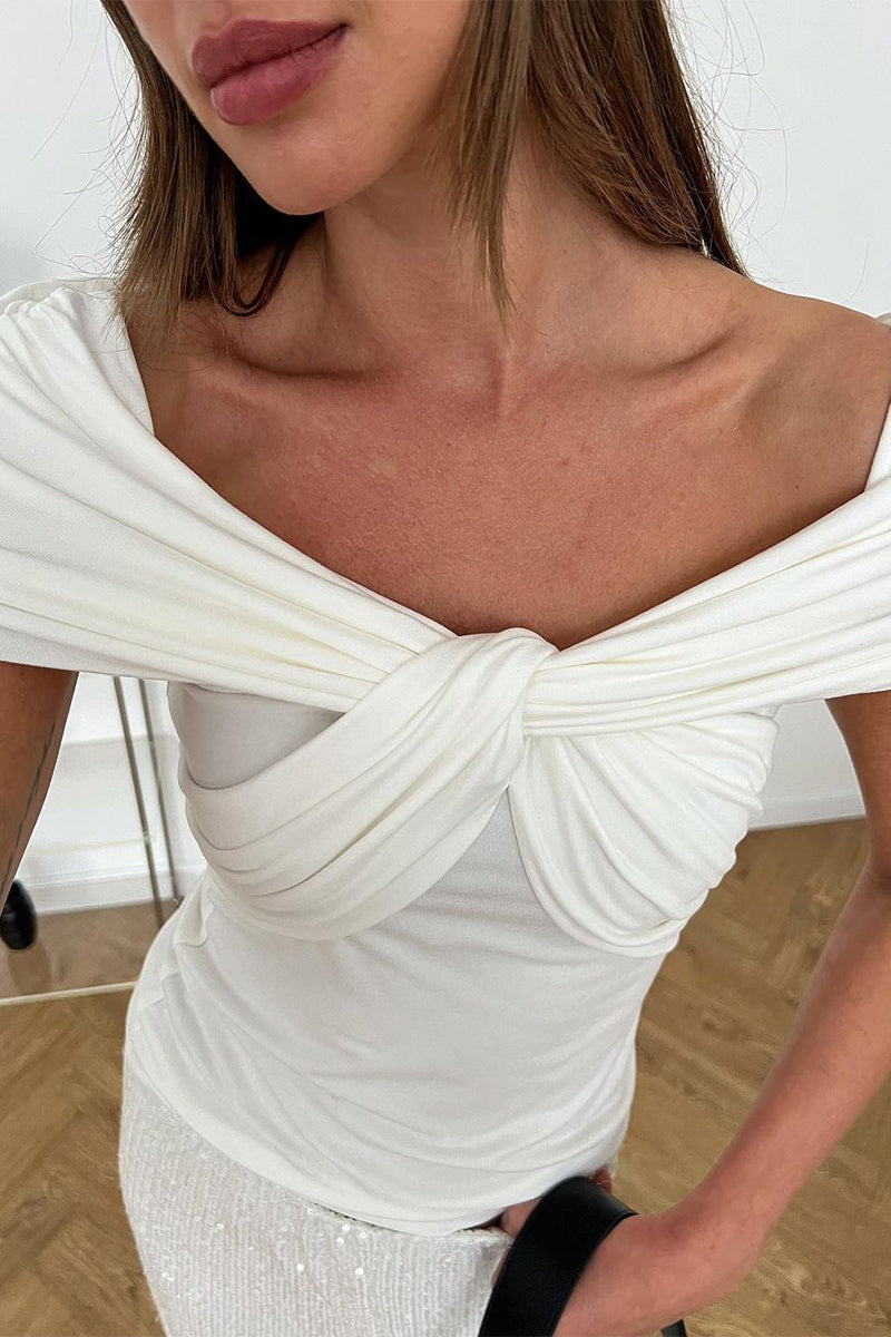 Top Épaules Dénudées Avec Détail Torsadé Pour Femmes | Idéal Pour Les Sorties Et Les Occasions Quotidiennes