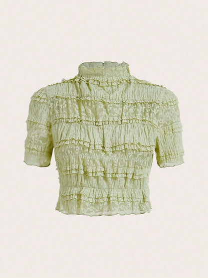 Crop Top Avec Finition Dentelle Et Détails Transparents Pour Femme | Idéal Pour Occasions Quotidiennes Et Événements