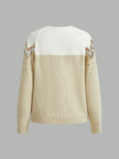 Pull Avec Paillettes Et Manches Raglan Pour Femmes | Idéal Pour Usage Quotidien