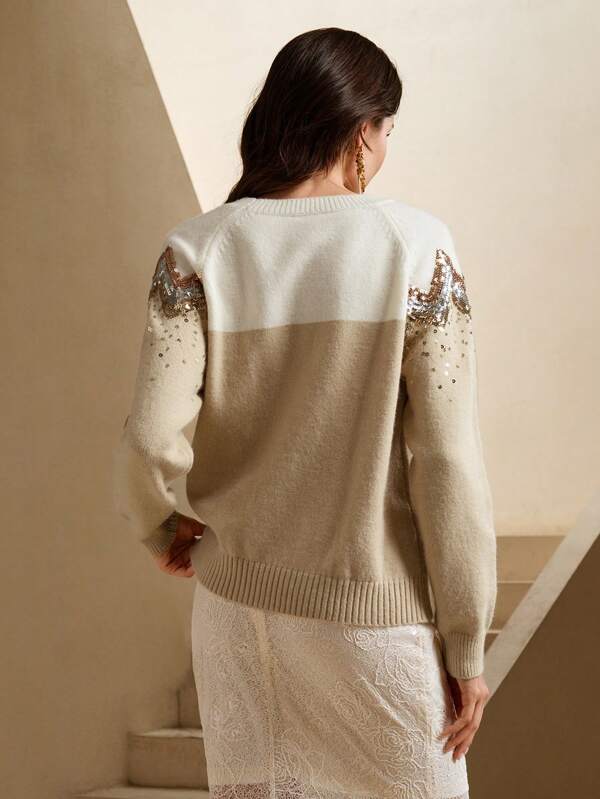 Pull Avec Paillettes Et Manches Raglan Pour Femmes | Idéal Pour Usage Quotidien