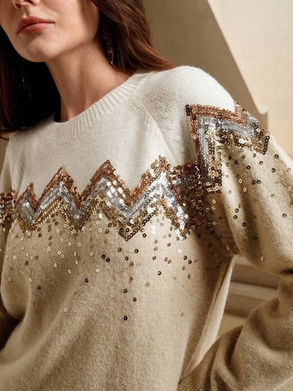 Pull Avec Paillettes Et Manches Raglan Pour Femmes | Idéal Pour Usage Quotidien