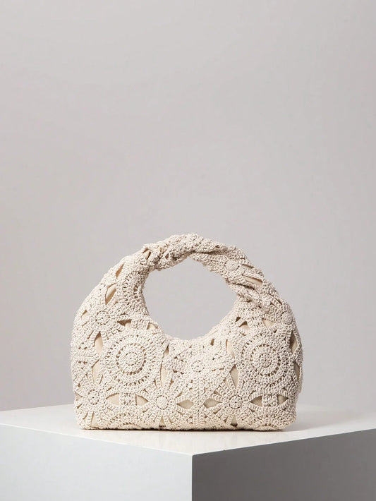 Sac En Paille Avec Structure Florale Ajournée Pour Femme | Idéal Pour Saison Estivale Et Plage