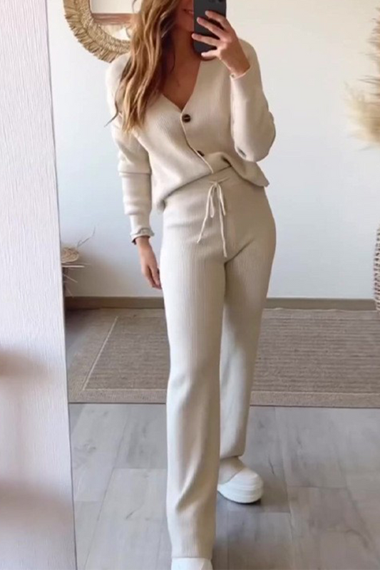 Ensemble Deux Pièces avec Haut À Manches Longues Et Pantalon Taille Haute pour Femme | Idéal pour Usage Quotidien