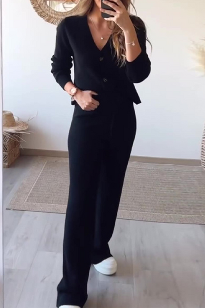 Ensemble Deux Pièces avec Haut À Manches Longues Et Pantalon Taille Haute pour Femme | Idéal pour Usage Quotidien