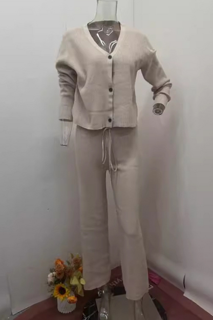 Ensemble Deux Pièces avec Haut À Manches Longues Et Pantalon Taille Haute pour Femme | Idéal pour Usage Quotidien
