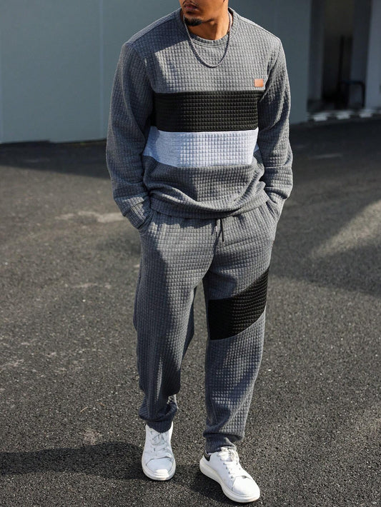 Ensemble 2 Pièces avec Hoodie Patchwork Et Pantalon pour Homme | Idéal pour L’Automne Et L’Hiver