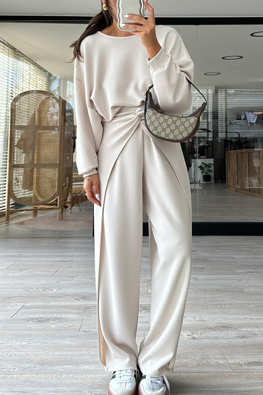 Ensemble Deux Pièces à Manches Longues avec Taille Élastique pour Femme | Idéal pour un Usage Quotidien