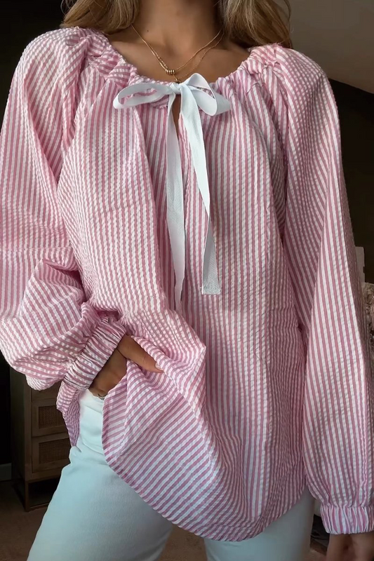 Blouse Rayée À Manches Longues Et Coupe Ample Pour Femme | Idéal Pour Le Quotidien
