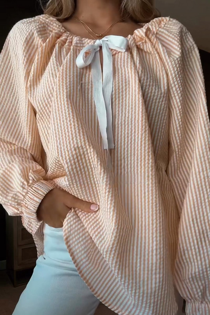 Blouse Rayée À Manches Longues Et Coupe Ample Pour Femme | Idéal Pour Le Quotidien