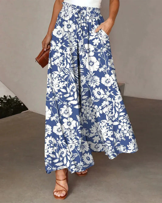 Pantalon à Imprimé Floral avec Coupe Droite pour Femme | Idéal pour l’Été et le Quotidien