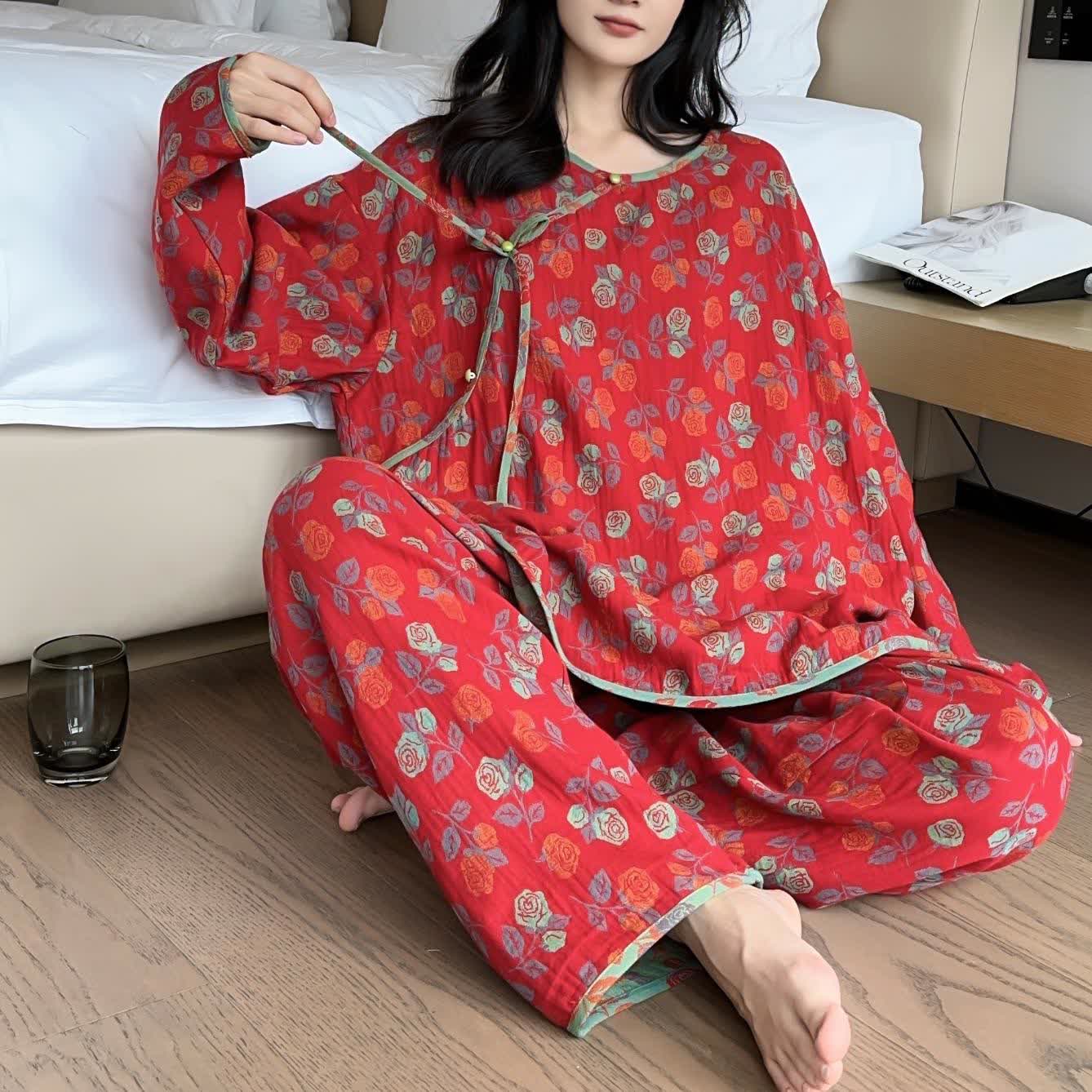 Ensemble Pyjama à Motif Floral pour Adulte avec Coupe Confortable | Idéal pour la Maison et le Sommeil