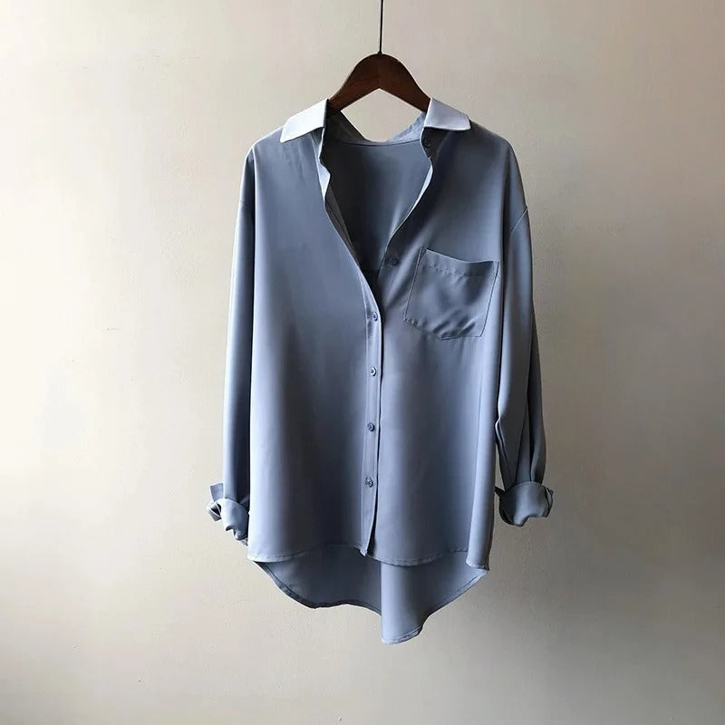 Chemise à Manches Longues avec Poche Frontale pour Femme | Idéale pour un Usage Quotidien