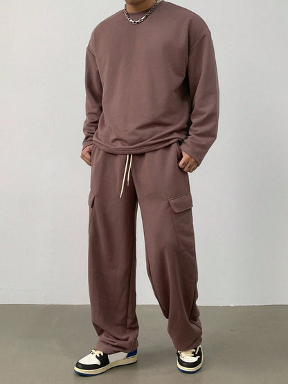 Ensemble avec T-Shirt Manches Longues Et Pantalon Cargo pour Homme | Idéal pour Toutes Les Saisons