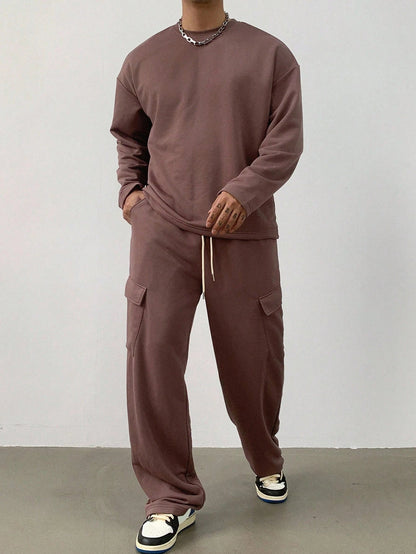Ensemble avec T-Shirt Manches Longues Et Pantalon Cargo pour Homme | Idéal pour Toutes Les Saisons