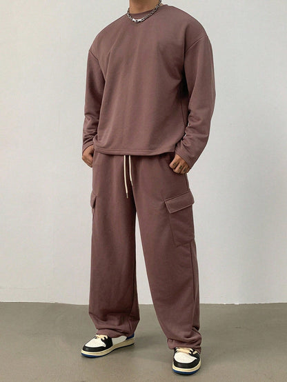 Ensemble avec T-Shirt Manches Longues Et Pantalon Cargo pour Homme | Idéal pour Toutes Les Saisons