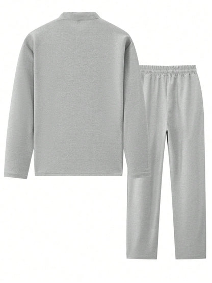 Ensemble avec Chemise À Col Montant Et Pantalon pour Homme | Idéal pour Toutes Les Saisons