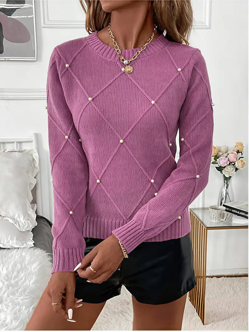 Pull à Manches Longues avec Motif Texturé pour Femme | Idéal pour un Usage Quotidien